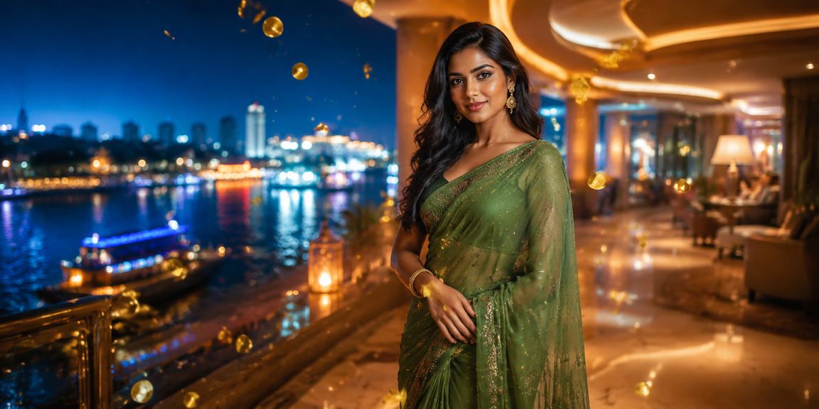বরিশালে শাড়ি পরা একজন বাংলাদেশি নারী ভিআইপি বোনাস সুবিধা দেখছেন মোবাইলে